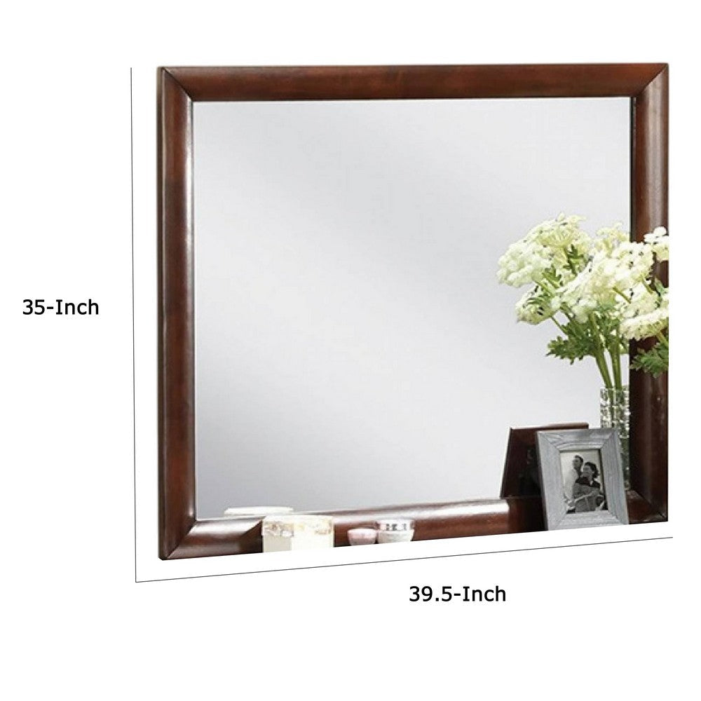 Simo Dresser Vanity Mirror 40 Inch Dark Cherry Brown Solid Wood BM332617