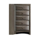 Simo Tall Dresser Chest, 5 Drawers, Chrome Handles, Modern Dark Gray