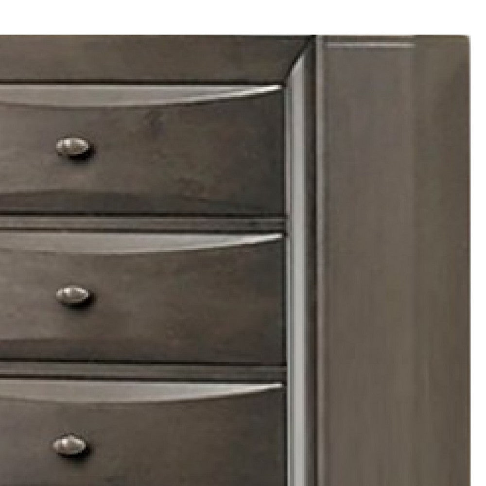 Simo Tall Dresser Chest 5 Drawers Chrome Handles Modern Dark Gray BM332618