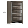 Simo Tall Dresser Chest 5 Drawers Chrome Handles Modern Dark Gray BM332618