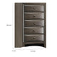 Simo Tall Dresser Chest 5 Drawers Chrome Handles Modern Dark Gray BM332618