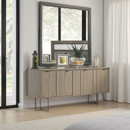 Lito Dresser Vanity Mirror, 39 Inch Stylish Modern Gray Wood Frame