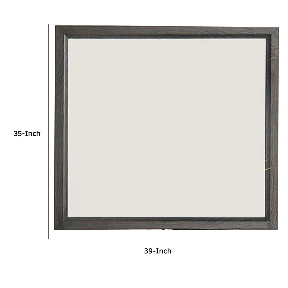 Erica Dresser Vanity Mirror 39 Inch Contemporary Gray Wood Frame BM332621