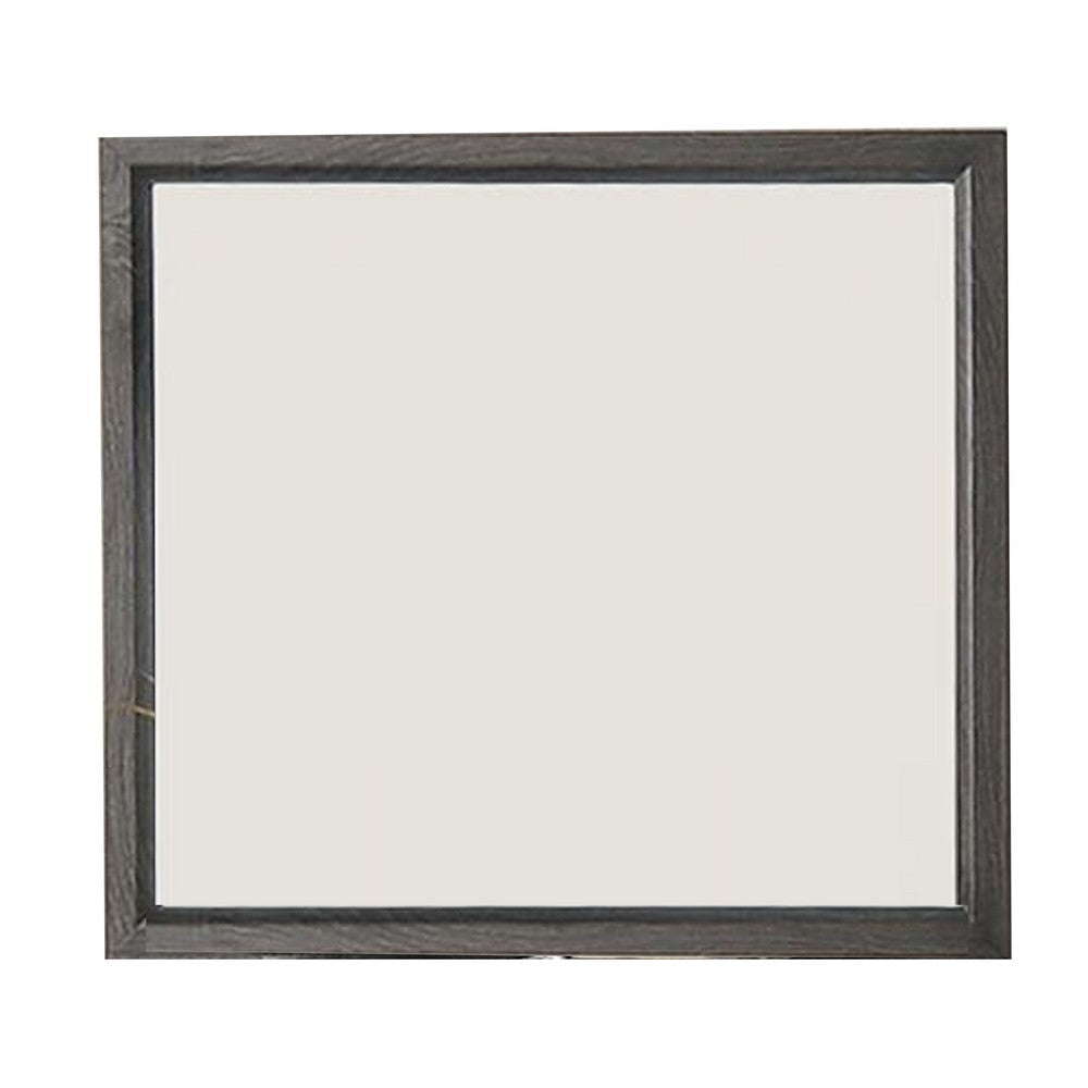 Erica Dresser Vanity Mirror, 39 Inch Contemporary Gray Wood Frame