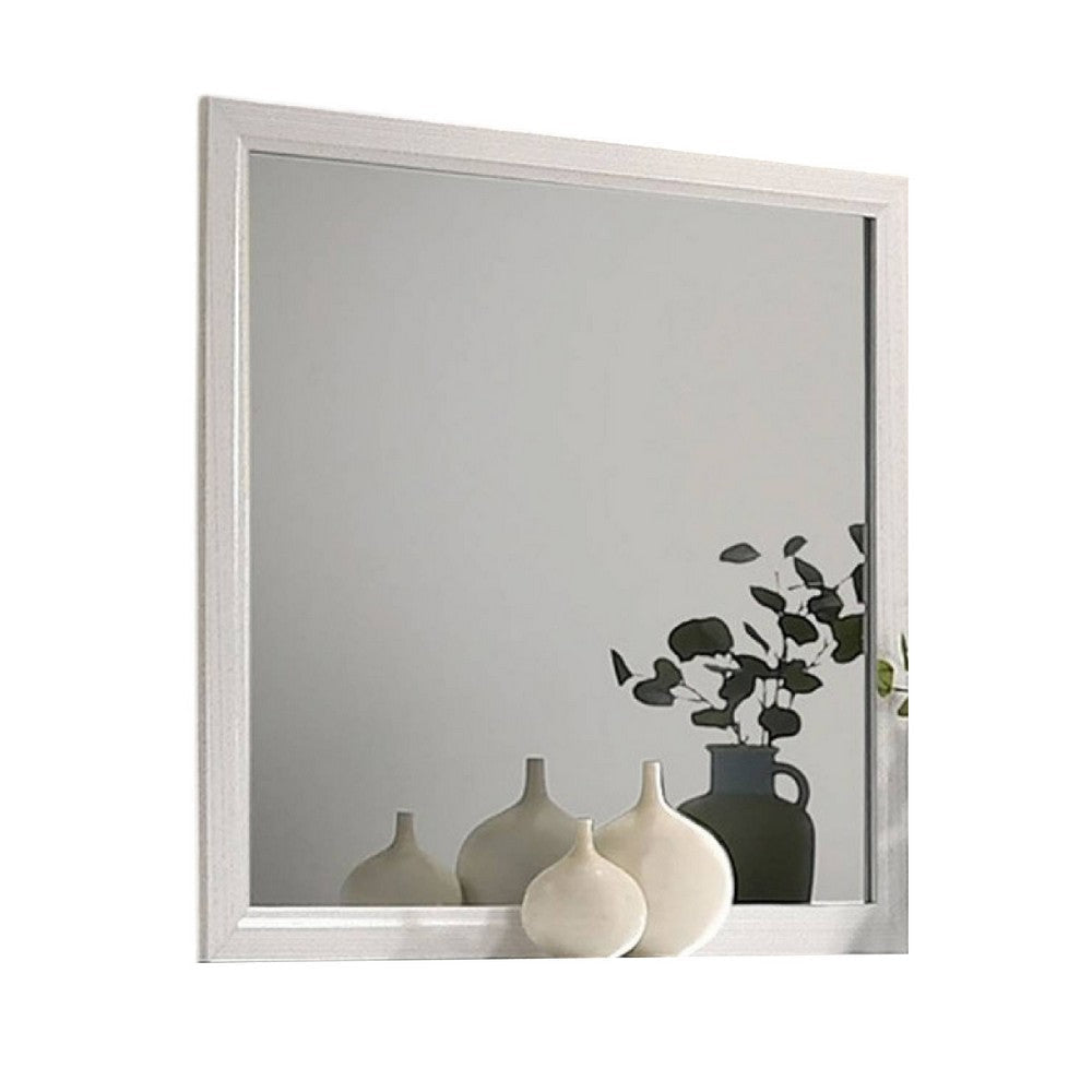 Erica Dresser Vanity Mirror, 39 Inch Modern Style White Wood Frame