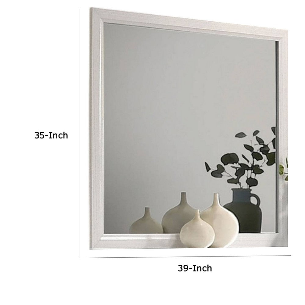 Erica Dresser Vanity Mirror 39 Inch Modern Style White Wood Frame BM332624