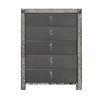Laine Tall Dresser Chest 5 Drawers Crystal Trim Gray Solid Wood BM332625