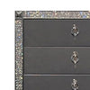 Laine Tall Dresser Chest 5 Drawers Crystal Trim Gray Solid Wood BM332625