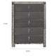 Laine Tall Dresser Chest 5 Drawers Crystal Trim Gray Solid Wood BM332625