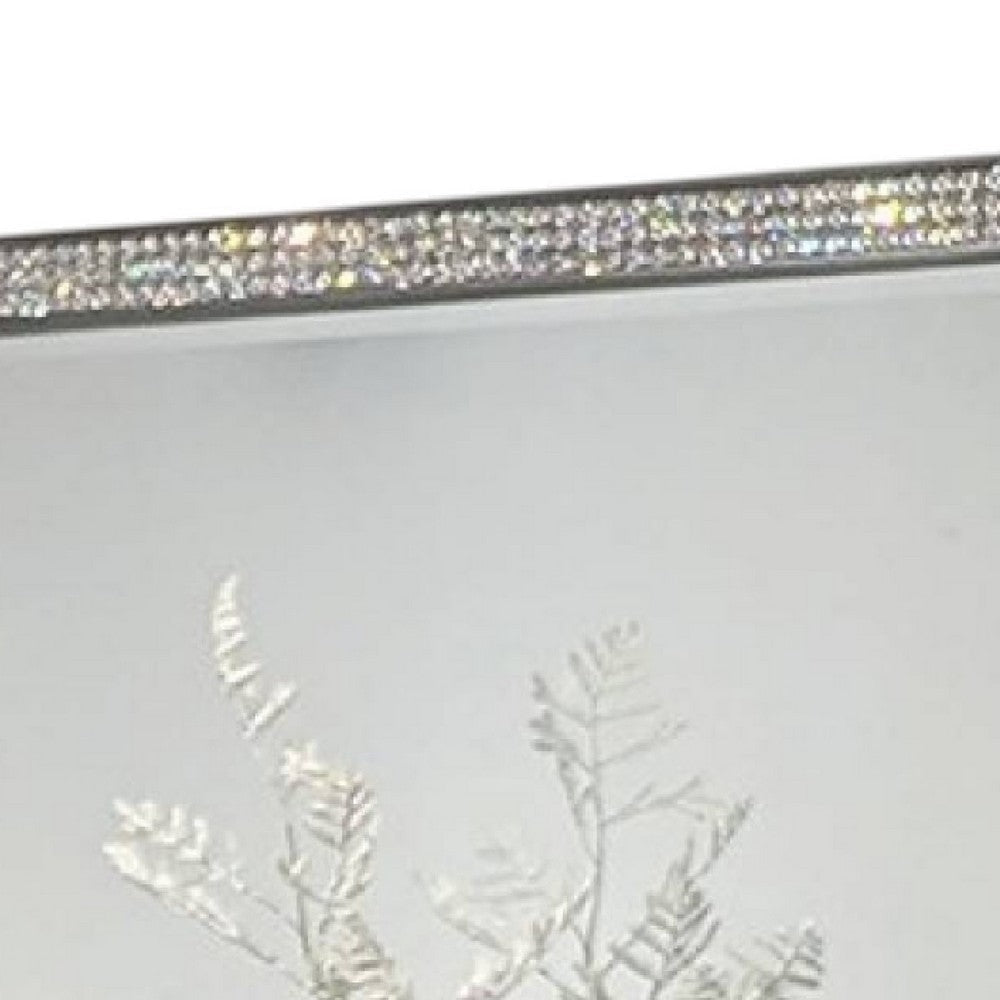 Laine Dresser Mirror Crystal Trim Frame 46 Inch Gray Solid Wood BM332626