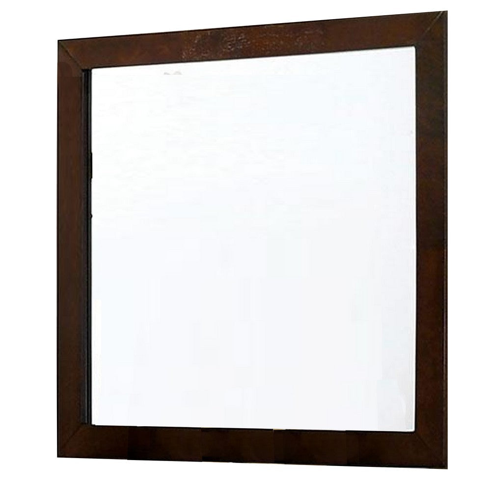 Ryla Dresser Mirror 38 Inch Square Dark Cherry Brown Solid Wood