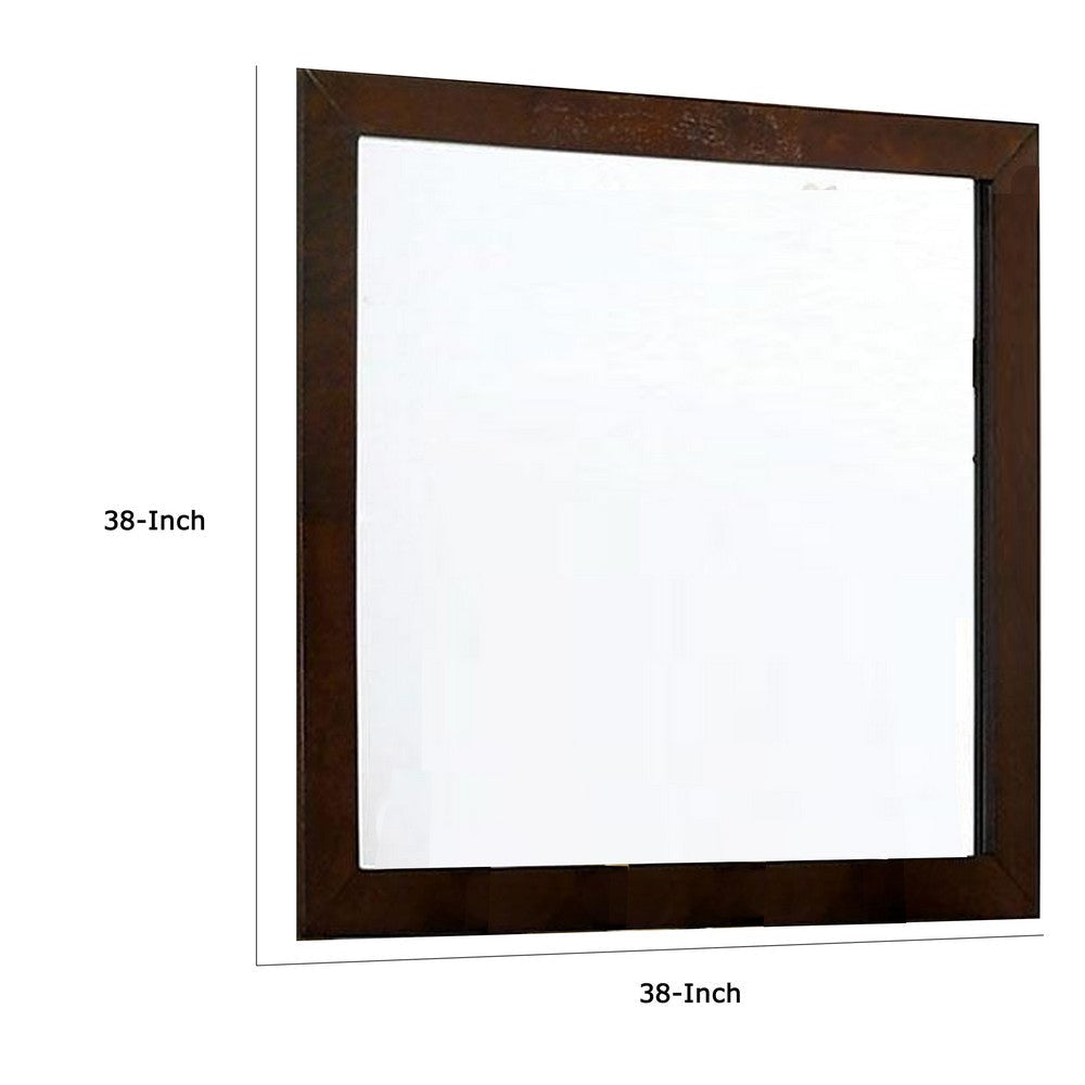 Ryla Dresser Mirror 38 Inch Square Dark Cherry Brown Solid Wood