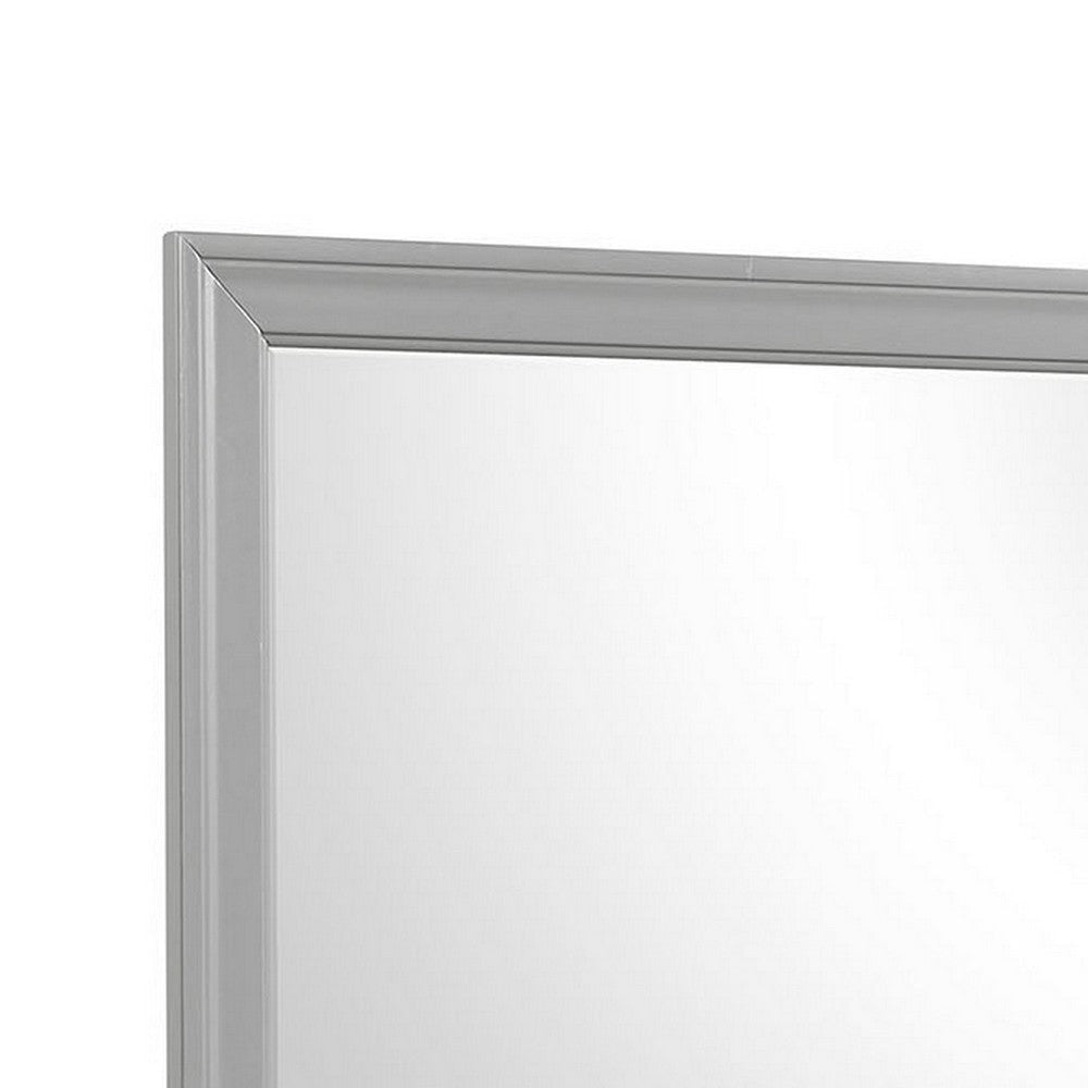 Ryla Dresser Mirror 38 Inch Square Frame Farmhouse Gray Solid Wood BM332629