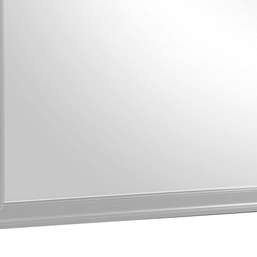 Ryla Dresser Mirror 38 Inch Square Frame Farmhouse Gray Solid Wood BM332629