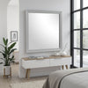 Ryla Dresser Mirror, 38 Inch Square Frame, Farmhouse Gray Solid Wood