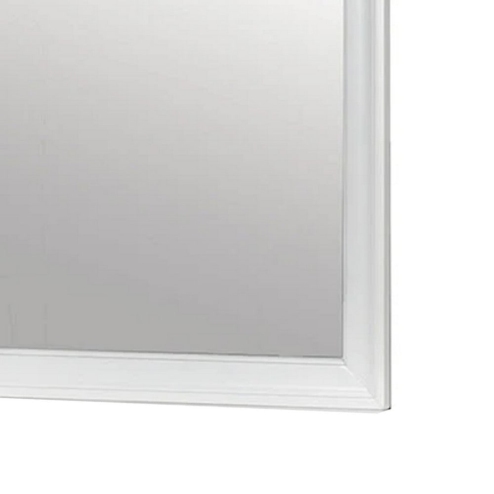 Ryla Dresser Vanity Mirror 38 Inch Square Frame White Solid Wood BM332630