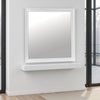 Ryla Dresser Vanity Mirror, 38 Inch Square Frame, White Solid Wood