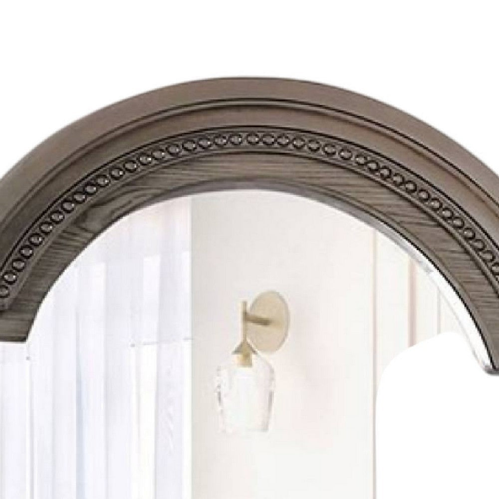 Pamy Dresser Vanity Mirror Reeded Posts 49 Inch Gray Bell Top Frame