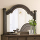 Pamy Dresser Vanity Mirror, Reeded Posts, 49 Inch Gray Bell Top Frame