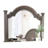 Pamy Dresser Vanity Mirror, Reeded Posts, 49 Inch Gray Bell Top Frame