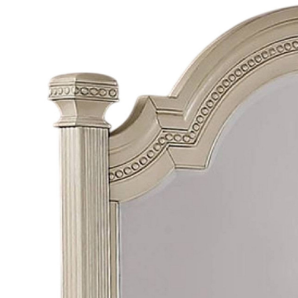 Pamy Dresser Mirror Reeded Posts 49 Inch Antique White Bell Frame