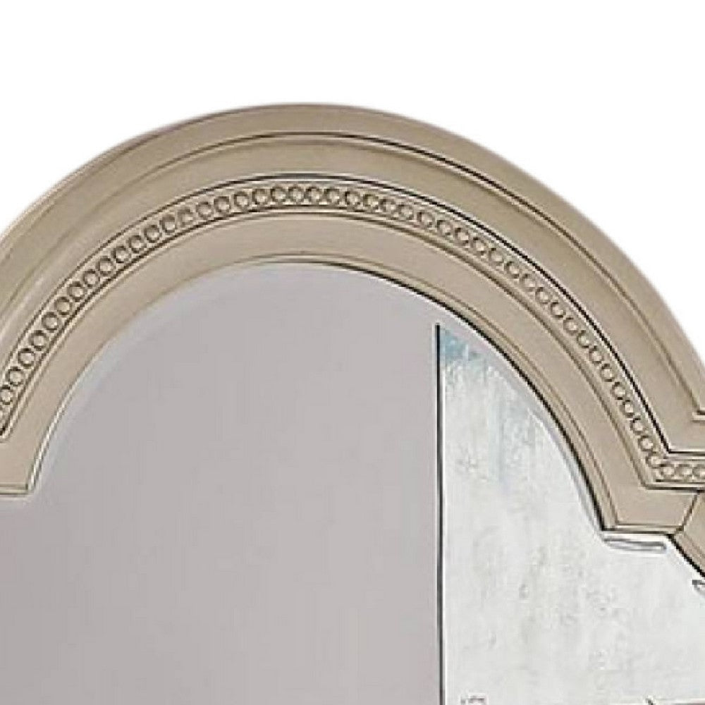 Pamy Dresser Mirror Reeded Posts 49 Inch Antique White Bell Frame