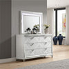 Lin Dresser Mirror with LED Lights, 47 Inch White Solid Wood Frame
