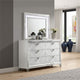 Lin Dresser Mirror with LED Lights, 47 Inch White Solid Wood Frame