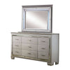 Tily 4 Pc Queen Size Bedroom Set, Crocodile Embossed Panels, LED, Silver