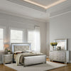 Tily 4 Pc Queen Size Bedroom Set, Crocodile Embossed Panels, LED, Silver
