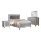 Euri 4 Pc California King Size Bedroom Set, LED Trim, Tufted, Silver