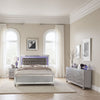Euri 4 Pc California King Size Bedroom Set, LED Trim, Tufted, Silver