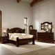 Koi 4 Piece King Bedroom Set Intricate Trim Post Cherry Brown Wood