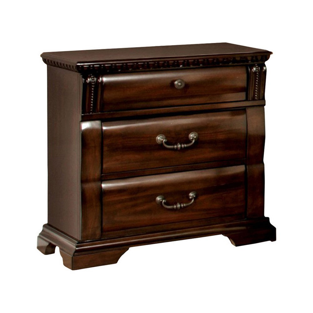 Koi 4 Piece California King Bedroom Set Intricate Trim Post Cherry Brown Wood