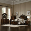 Koi 4 Piece California King Bedroom Set Intricate Trim Post Cherry Brown Wood