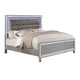 Ishin 4 Piece King Bedroom Set LED and Mirror Trim Textured Details Silver BM332667