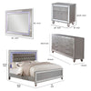 Ishin 4 Piece King Bedroom Set LED and Mirror Trim Textured Details Silver BM332667