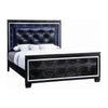 Kae 4 Pc California King Bedroom Set LED and Mirror Trim Textured Black