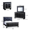 Kae 4 Pc California King Bedroom Set LED and Mirror Trim Textured Black