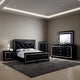 Kae 4 Pc California King Bedroom Set LED and Mirror Trim Textured Black
