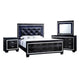 Kae 4 Pc California King Bedroom Set LED and Mirror Trim Textured Black