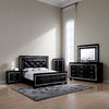 Kae 4 Piece King Bedroom Set, LED and Mirror Trim, Textured, Black