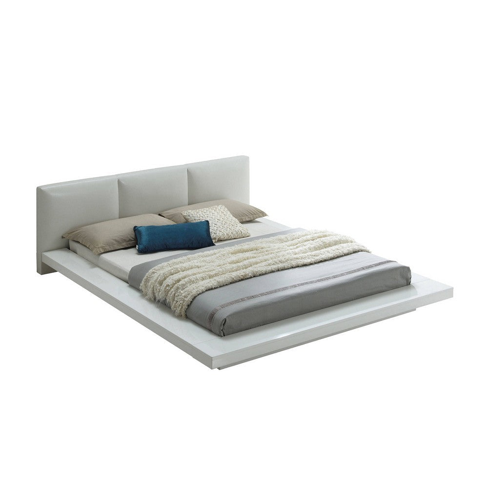 Rishi 4 Pc Queen Size Bedroom Set Low Profile Leatherette Padding White