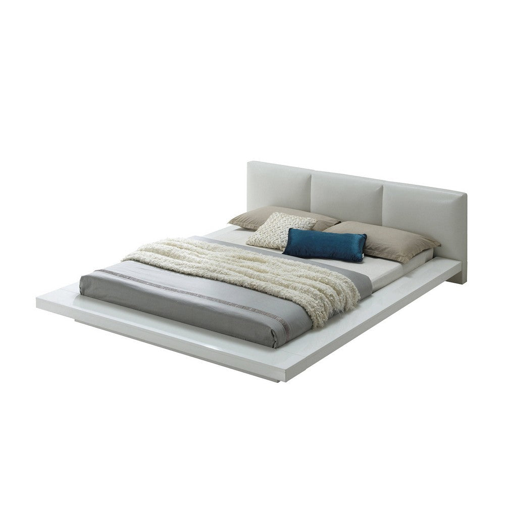 Rishi 4 Pc King Size Bedroom Set Low Profile Leatherette Padding White