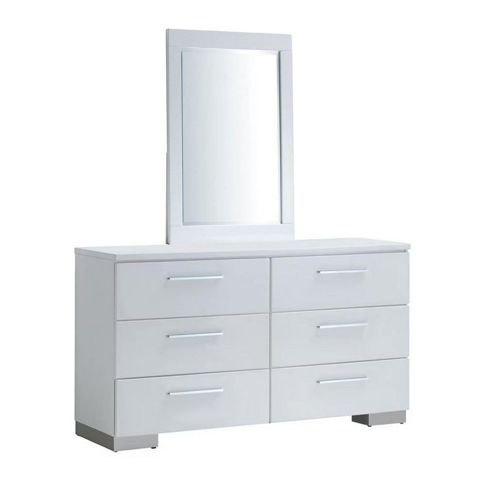 Rishi 4 Pc King Size Bedroom Set Low Profile Leatherette Padding White