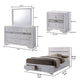 Crissi 4 Pc King Bedroom Set Panel Design Silver Accents White BM332674
