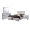 Crissi 4 Pc King Bedroom Set Panel Design Silver Accents White BM332674