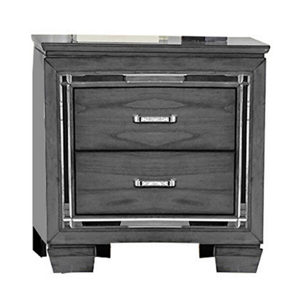 Alen 3 Pc Full Size Bedroom Set Button Tufting Mirror Trim Gray