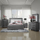 Alen 4 Pc Queen Size Bedroom Set, Button Tufting, Mirror Trim, Gray