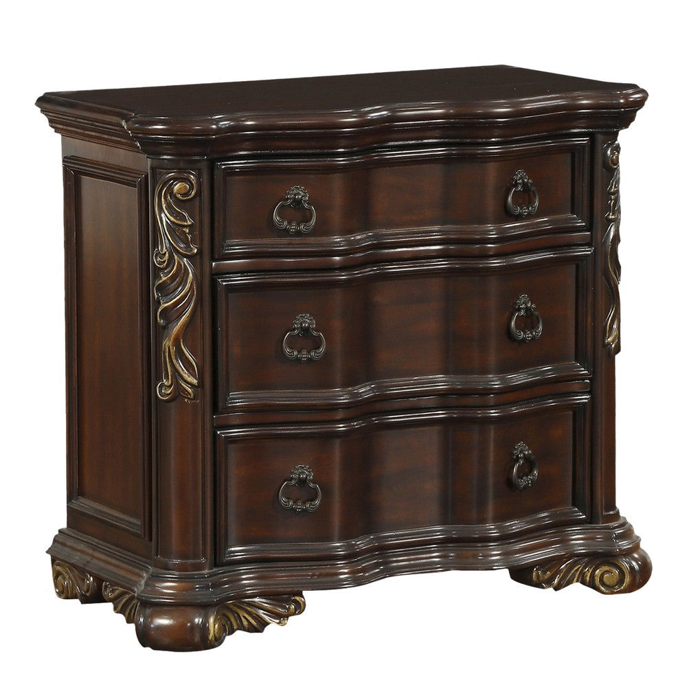 Rise 4 Piece Queen Bedroom Set Arched Wing Design Leatherette Padding Brown BM332683